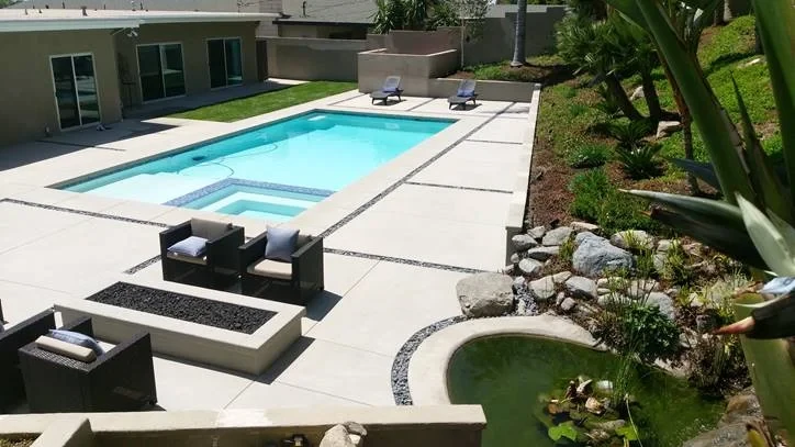 Modern pool and patio entertainment area