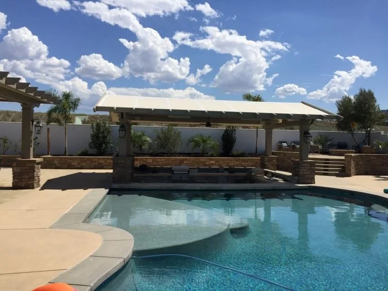 Pool with pergola shade structure