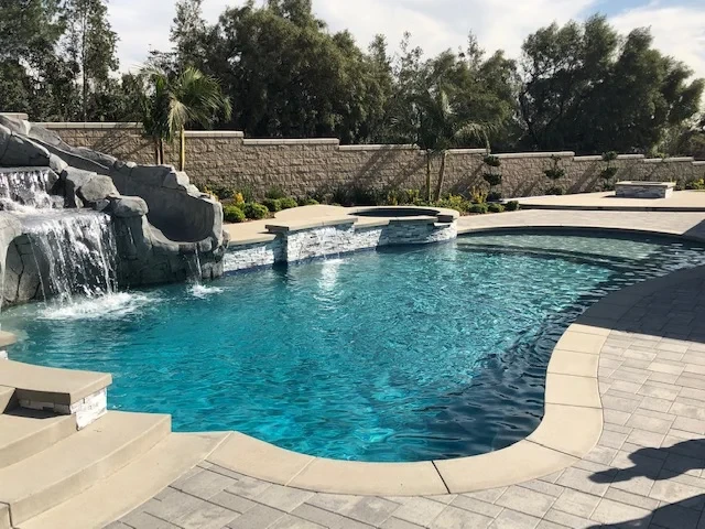Luxury pool with waterfall feature