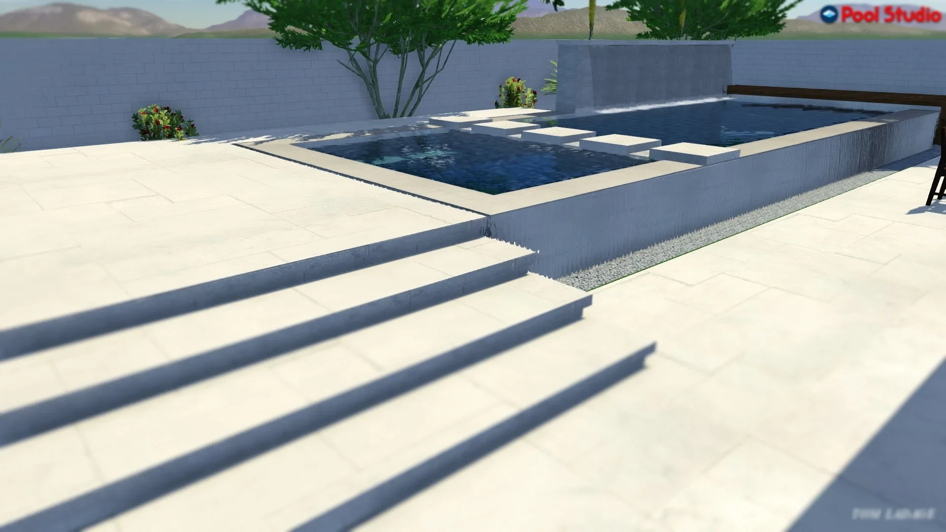 Modern backyard pool and patio